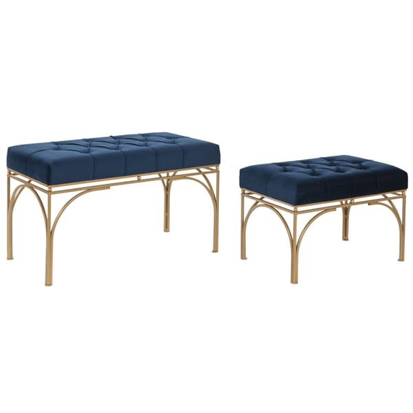 Stol DKD Home Decor Blå Gylden Metal 80 x 40 x 48 cm (2 enheder)