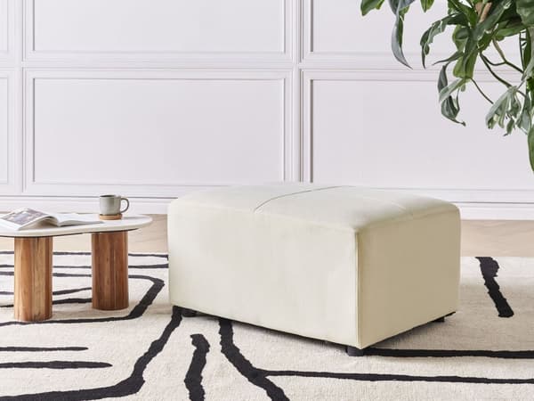 Ottoman Lys Beige Polstret Fotskammel Rektangulær Minimalistisk Moderne