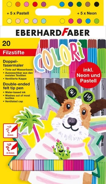 Eberhard Faber EF-550020 Filtpenne Duo 2 og 3-4 mm etui 20 stk.