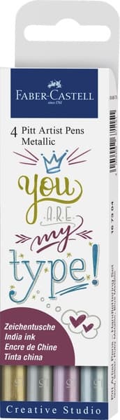 Faber Castell FC-167304 Tegnepen Faber-Castell Pitt Artist Pen Metallic 4-delt etui