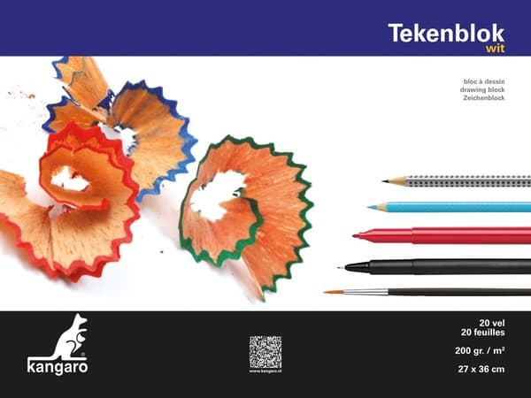 Kangaro K-5550 Tegneblok 270x360mm 200gr 20 ark, hvid