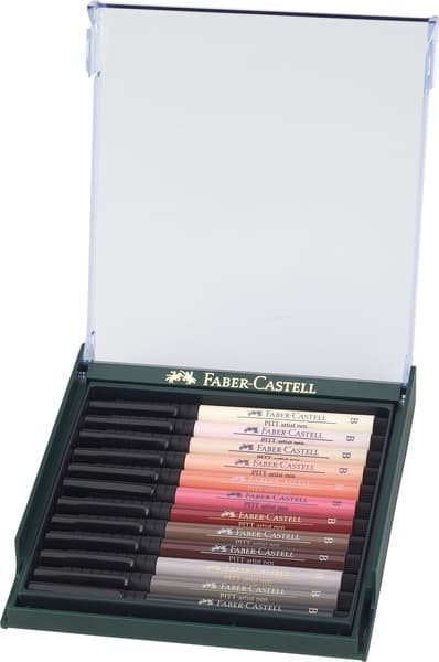 Faber Castell FC-267424 Tegnepen Faber-Castell Pitt Artist Pen børstesæt 12 stykker hud