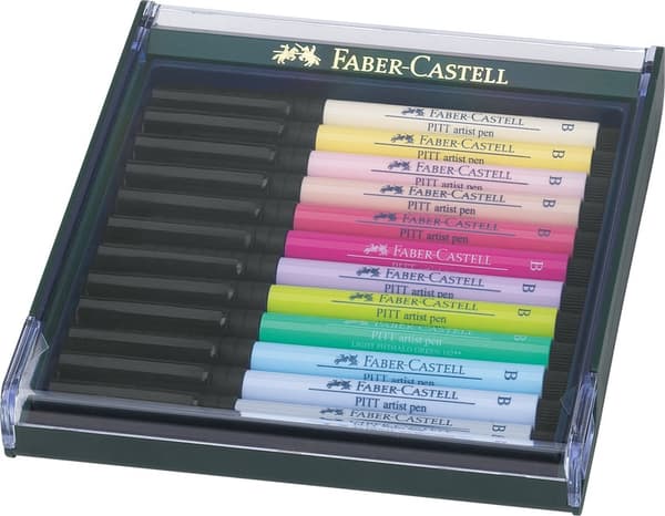 Faber Castell FC-267420 Tegnepen Faber-Castell Pitt Artist Pen børstesæt 12 stykker Pastel