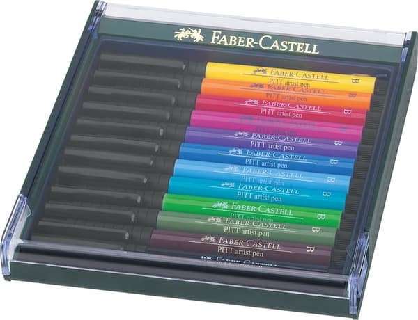Faber Castell FC-267421 Tegnepen Faber-Castell Pitt Artist Pen børstesæt 12 stk. Basic