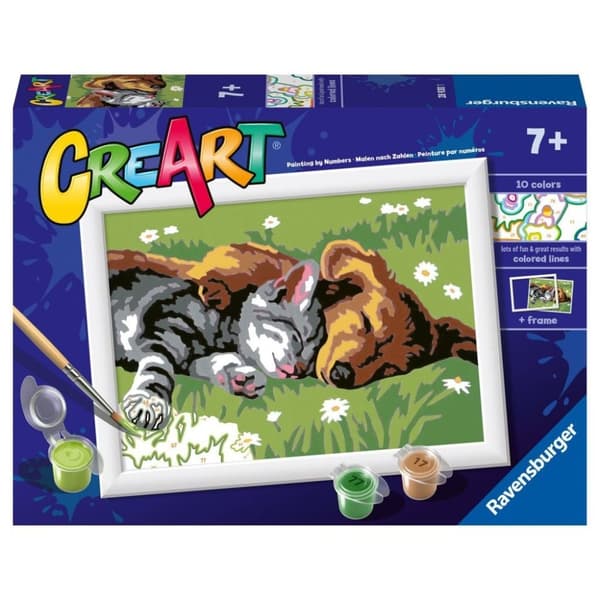 Ravensburger CreArt maleri af Numbers Sleeping Dog and Cat