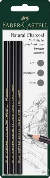 Faber Castell FC-117498 Charcoal Pitt Monokrom 3 delar