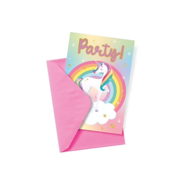 Unicorn invitationskort 6 stk