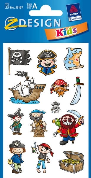 Avery AV-53197 Papirlabel Z-design Kids Pack A 3-ark Pirates