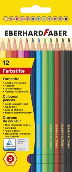 Eberhard Faber EF-514812 Färgpenna 17,5 cm Kartongfodral Ã 12 delar blandade färger