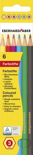 Eberhard Faber EF-514806 farveblyant 17,5 cm papæske i 6 stykker assorterede farver
