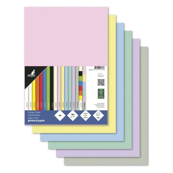 Kangaro K-0039P415 papir A4 160 gram 50 ark pastel
