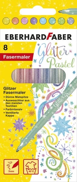 Eberhard Faber EF-551009 Filtpenne Glitter Pastelfarver 8 stk.