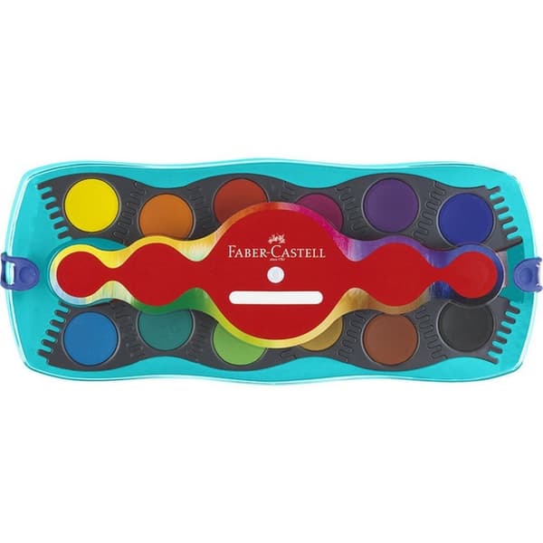 Faber Castell FC-125003 Akvarel æske 12 farver + 1 tube maling hvid
