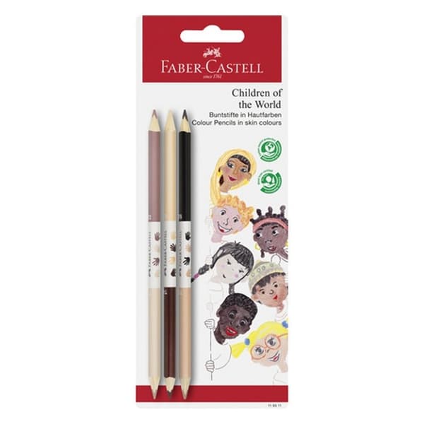 Faber Castell FC-116511 Children Of The World Tvåfärgade hudfärgade pennor 3-kantiga 3 delar