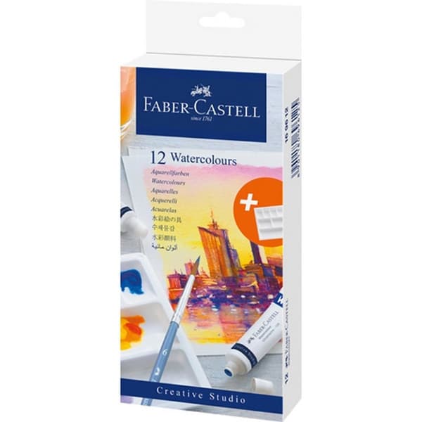 Faber Castell FC-169612 Akvarellfärg 12 tuber + blandningspalett