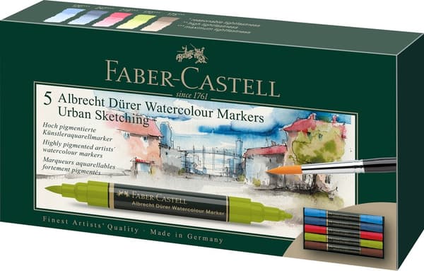 Faber Castell FC-160308 Akvarelmarkør Albrecht D&uuml;rer 5 stykker Urban Sketching