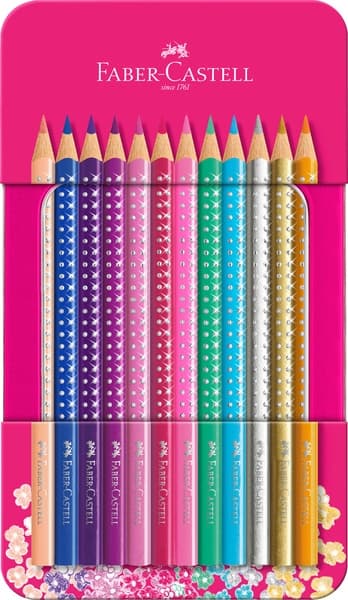 Faber Castell FC-201737 Färgpennor Sparkle i rosa plåt 12 delar