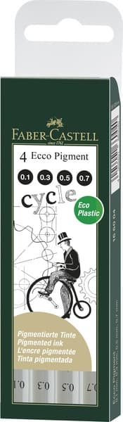 Faber Castell FC-166004 Tegnepen Ecco Pigment 4-delt etui