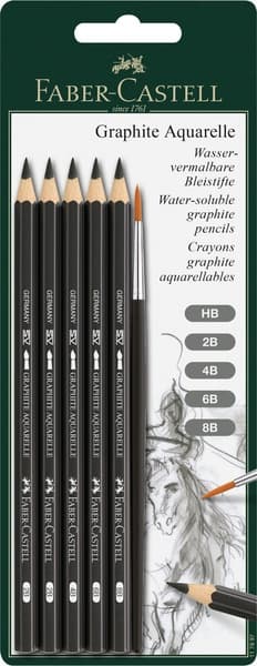 Faber Castell FC-117897 Akvarelblyant Faber-Castell grafitblister 5 stykker + pensel