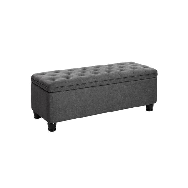 Rootz Button Tuftad förvaringspall - Mörkgrå ottomansk - Fotpall med förvaring - MDF - Högdensitetsskum - 45cm x 118cm x 45cm