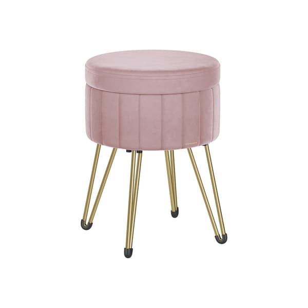 Rootz Velvet Opbevaringsskammel - Ottoman - Fodstøtte - Pastel Pink - 39 cm x 44,4 cm - 25D skum - MDF - 4 metalben