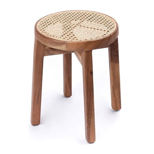 Rootz træskammel CARAMIN lavet af Trembesi med siddeflade fra Woven Rattan