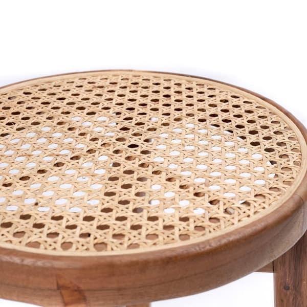 Rootz træskammel CARAMIN lavet af Trembesi med siddeflade fra Woven Rattan