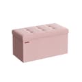 Miniatyrbillede 1 af 6: Rootz Opbevaringsskammel - Osmannisk bænk - Legetøjskasse - MDF & linned - 38 cm x 76 cm x 38 cm - Pastel Pink