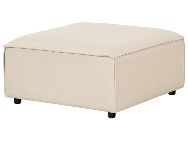 Ottoman Fodskammel Beige 86 x 86 cm Skammel med Stof Moderne Puf med Ben Stueindretning