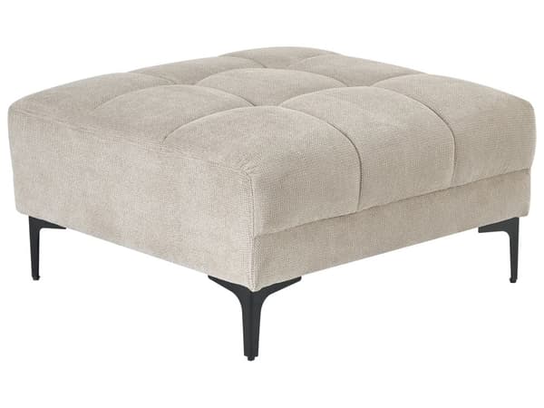 Ottoman Fodskammel Beige 88 x 80 cm Skammel med Stof Moderne Puf med Ben Stueindretning