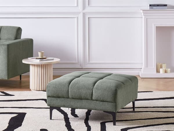 Fotpall Grön Tyg 80 x 88 x 41 cm Fotstöd Sittpuff Ottoman