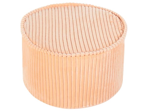 Puff Ferskenrosa Bomull 40 x 25 cm Rund Stoff Fløyelsstruktur Ribbestrikket Kordfløyel Avtakbart trekk Maskinvaskbart