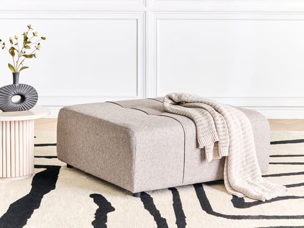 Ottoman Lysebrun Polyester Polstret Modulær Sofaelement Firkantet Fotskammel Svarte ben Moderne