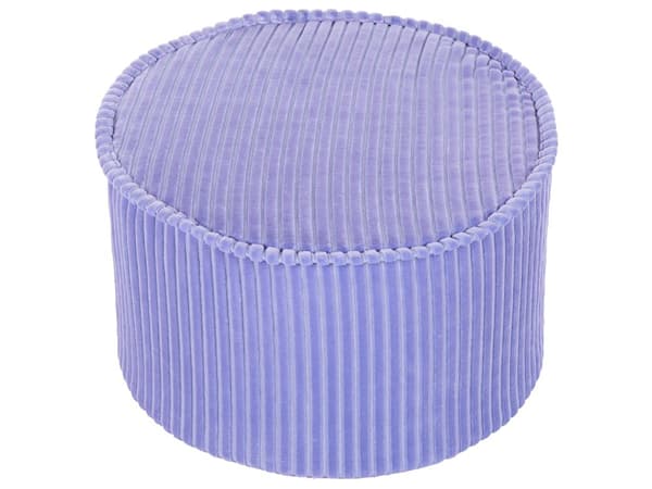 Puff Ljuslila Bomull 40 x 25 cm Rund Sammetsstruktur Ribbad Avtagbart Överdrag Maskintvättbar Sovrum Vardagsrum