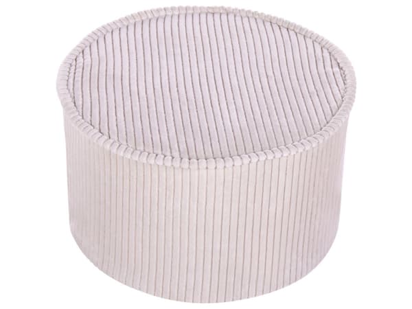 Puff Ljusbeige Bomull 40 x 25 cm Rund Sammetsstruktur Ribbad Avtagbart Överdrag Maskintvättbar Sovrum Vardagsrum