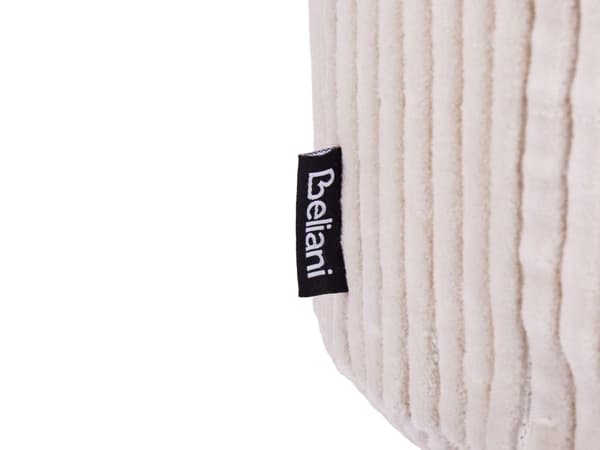 Puff Ljusbeige Bomull 40 x 25 cm Rund Sammetsstruktur Ribbad Avtagbart Överdrag Maskintvättbar Sovrum Vardagsrum