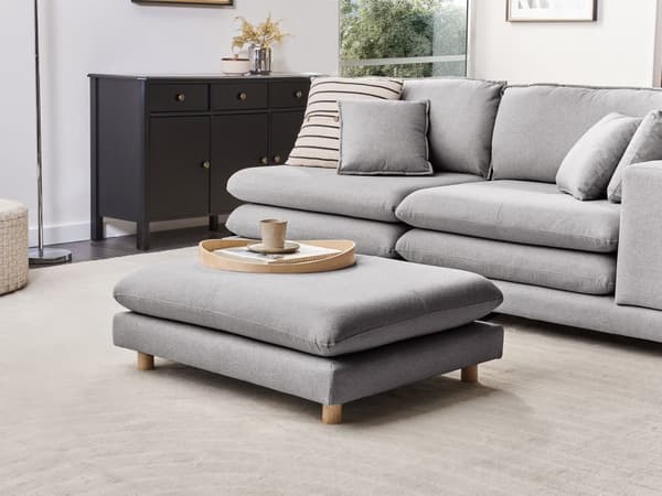 Ottomansk Grått Stoff Polstret Puter Flyttbare Puter Fleksibel Ordning Moderne stue Sofa