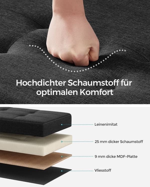 Bænk - med opbevaringsplads - foldning - blæk sort