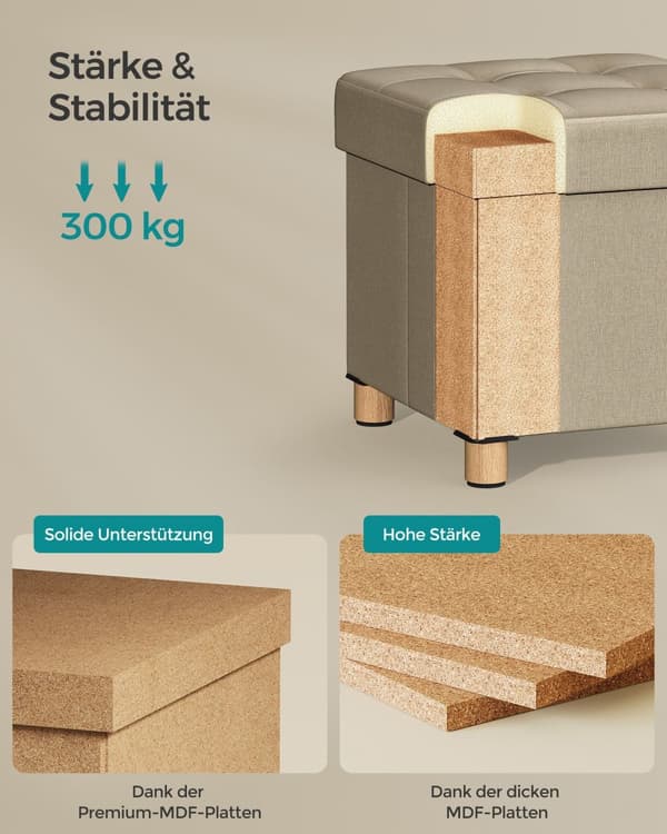 Afføring - Foldning - Med lagerplads - 38 × 38 cm - Kamelbrun