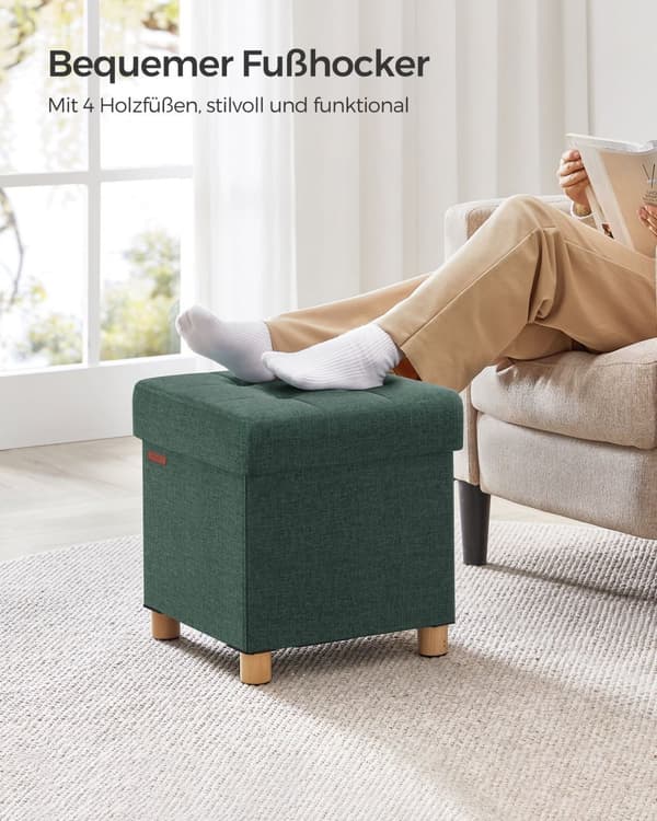 Bank - sammenfoldelig - med lagerplads - 38 × 38 × 40 cm - Vintage Green