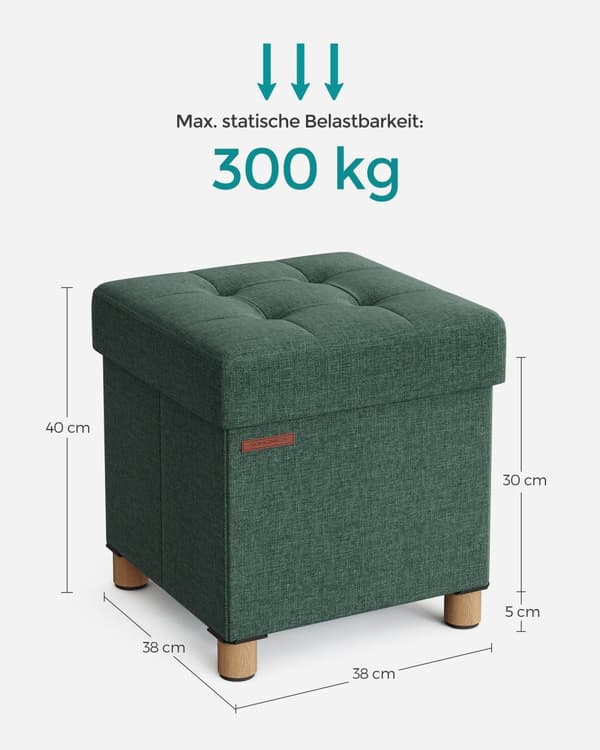 Bank - sammenfoldelig - med lagerplads - 38 × 38 × 40 cm - Vintage Green