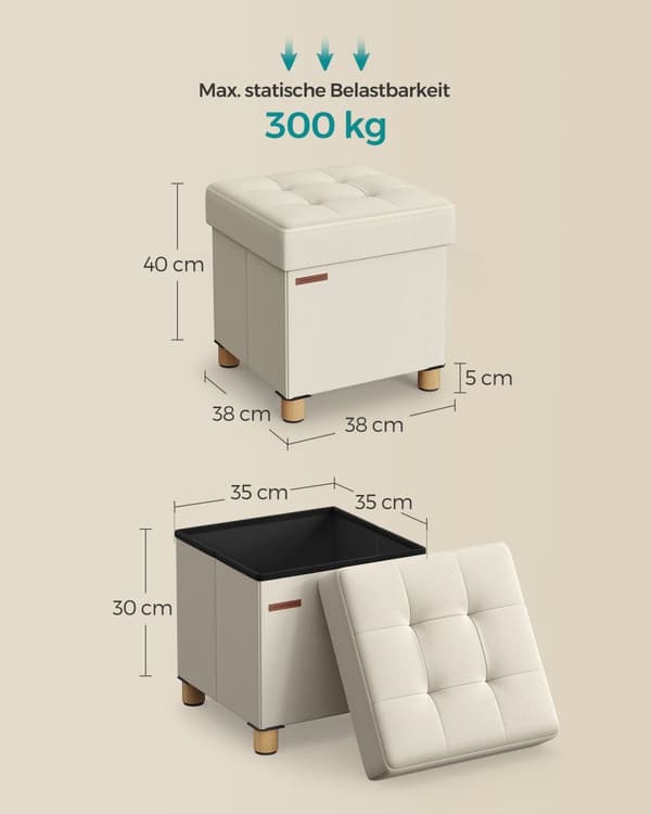 Avföring - vikning - med förvaringsutrymme - 38 × 38 cm - grädde vit