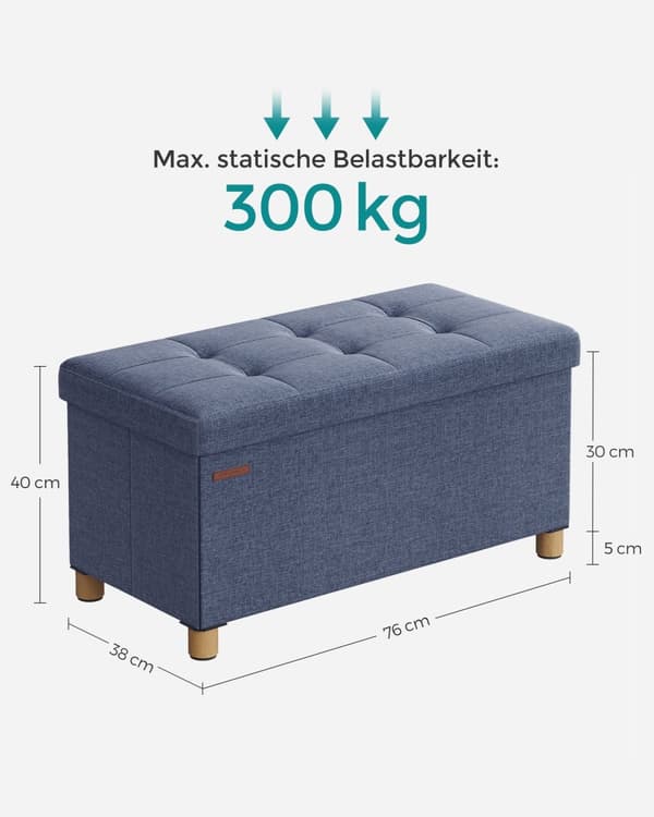 Pankki - Taitava - säilytystilalla - 38 × 76 × 40 cm - kevyt denim sininen