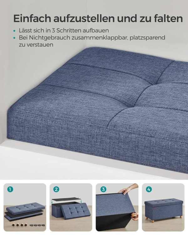 Pankki - Taitava - säilytystilalla - 38 × 76 × 40 cm - kevyt denim sininen