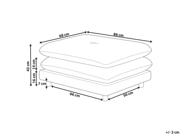 Ottoman Fodskammel Beige 68 x 86 cm Skammel med Stof Moderne Puf med Ben Stueindretning