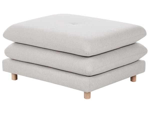 Ottoman Fodskammel Beige 68 x 86 cm Skammel med Stof Moderne Puf med Ben Stueindretning