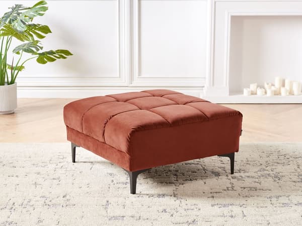 Ottoman Röd Sammetstyg 80 x 88 x 41 cm Fotstöd Soffdel Fotpall