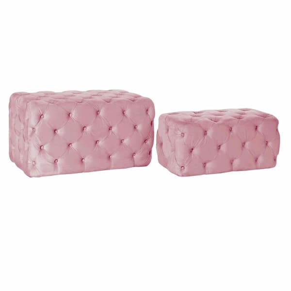 Sittpall DKD Home Decor   Rosa Polyester Sammet Trä MDF (88 x 53 x 47,76 cm)