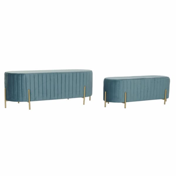 Stol DKD Home Decor Blå Gylden Metal Polyester Fløjl (123 x 50 x 45 cm)
