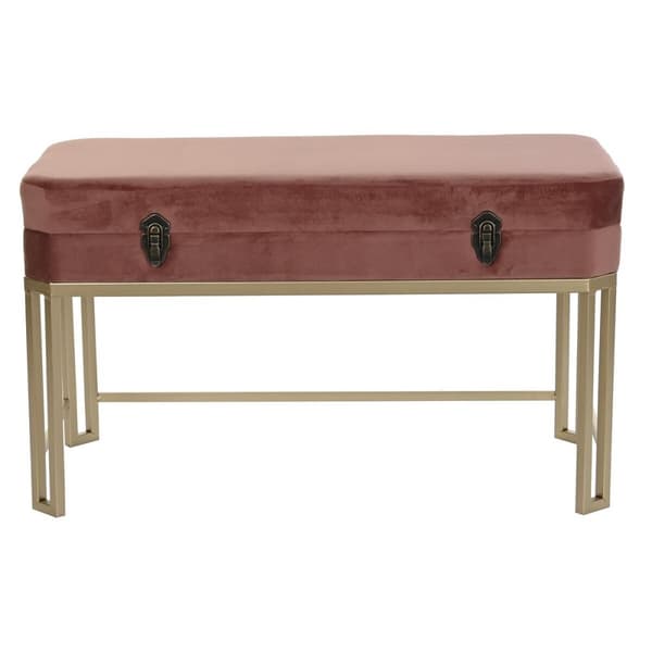 Stol DKD Home Decor   Pink Gylden Metal Fløjl (80 x 40 x 47 cm)